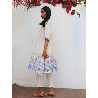Chidiyaa Bogainvillea Vasara Block Printed Cotton Kurta & Pant (Set of 2)