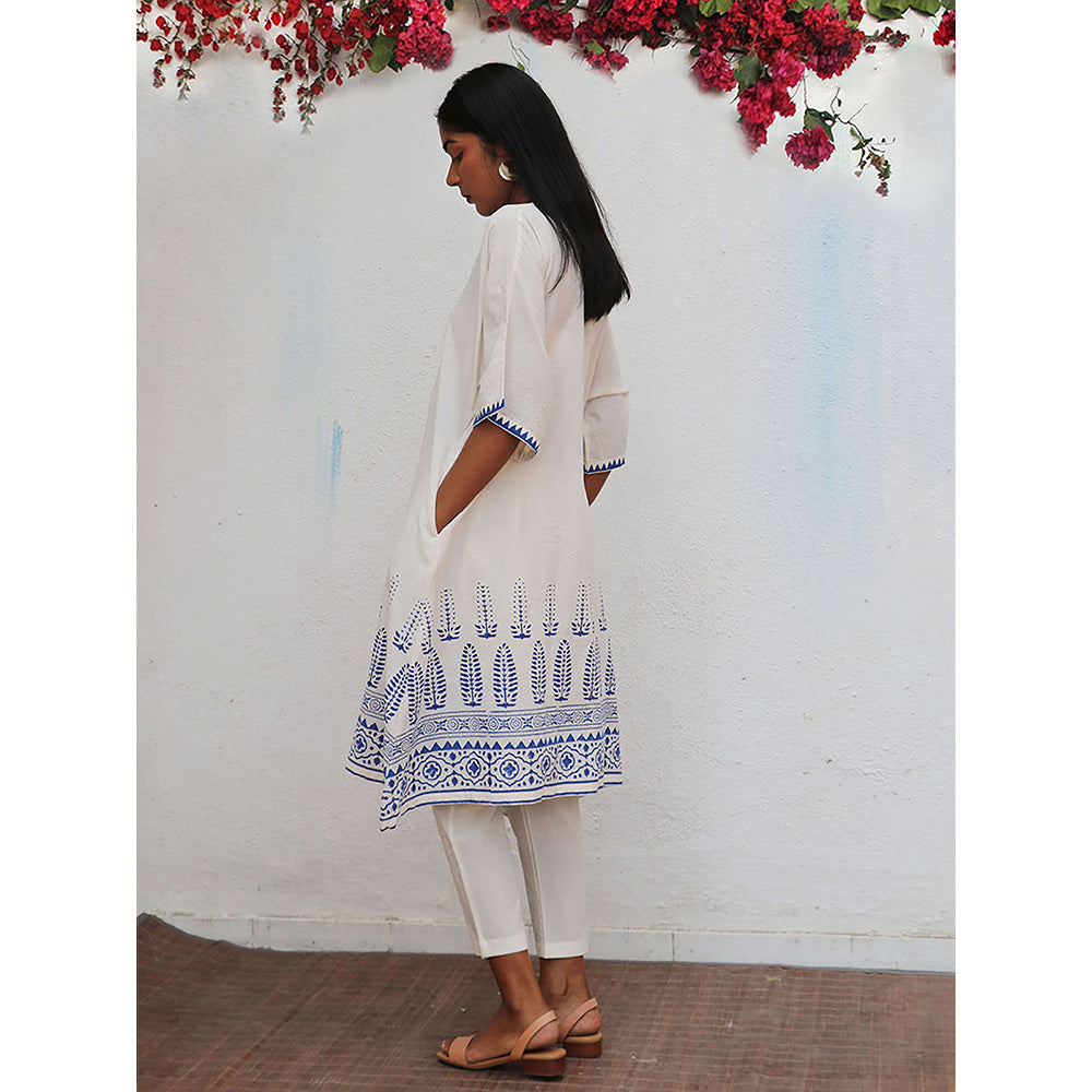 Chidiyaa Bogainvillea Vasara Block Printed Cotton Kurta & Pant (Set of 2)