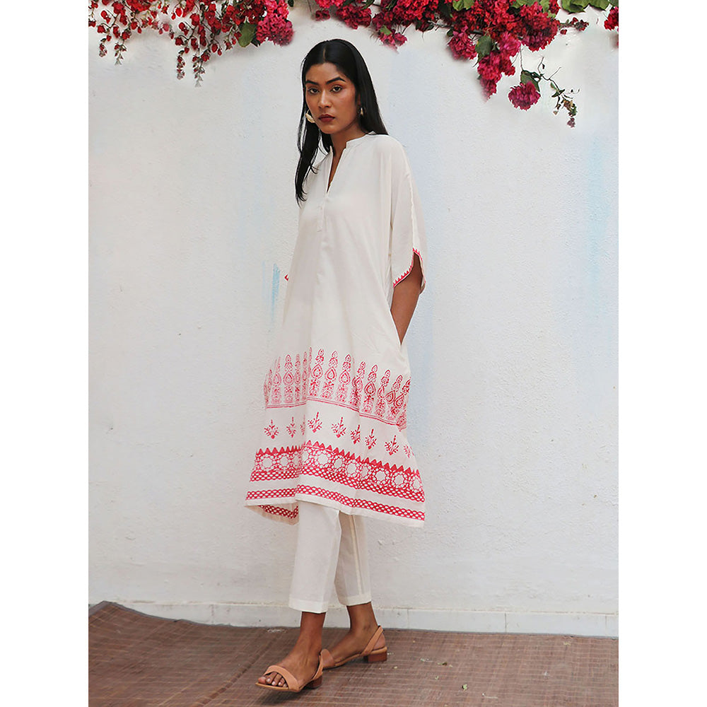 Chidiyaa Bogainvillea Vanalika Block Printed Cotton Kurta & Pant (Set of 2)