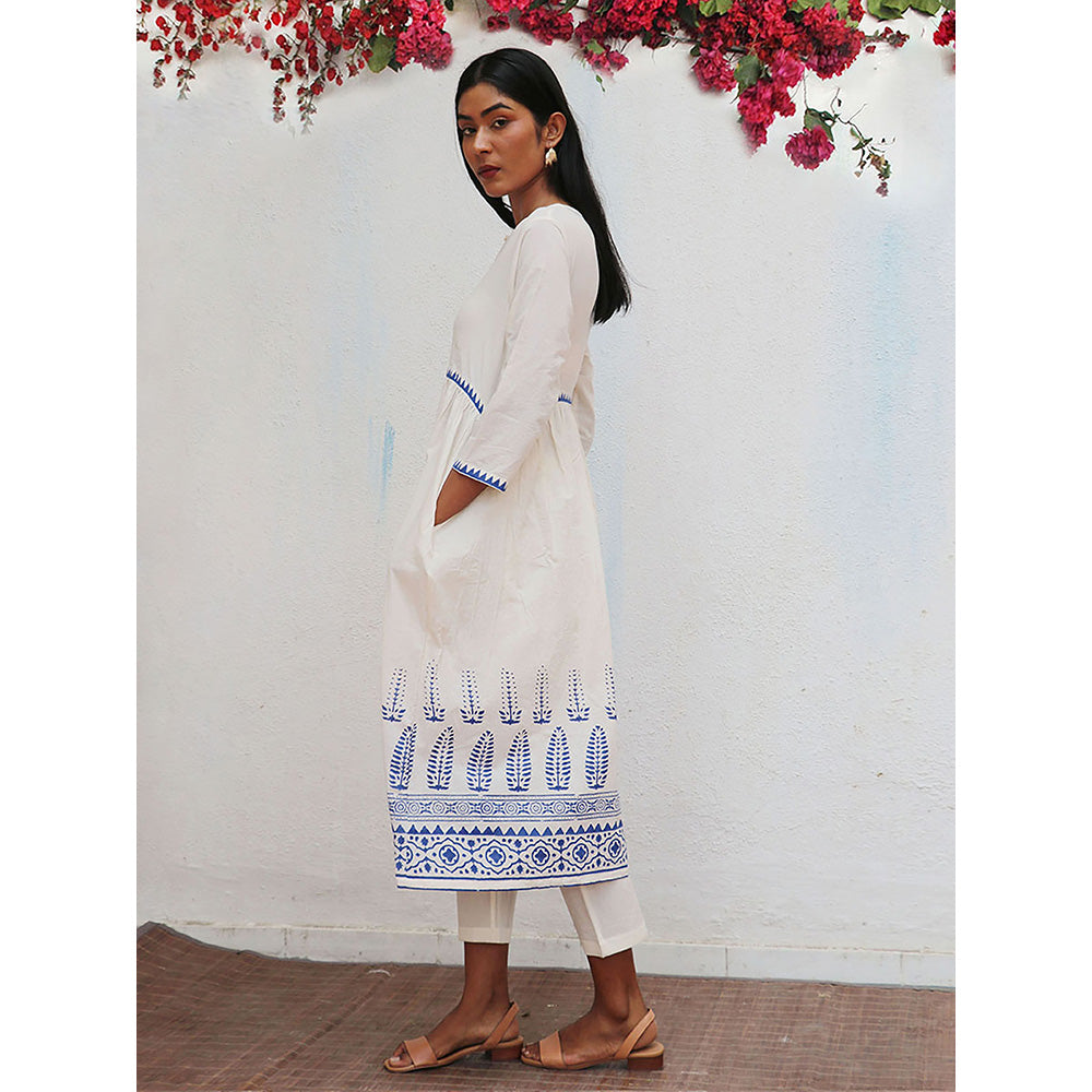 Chidiyaa Bogainvillea Mehuli Block Printed Cotton Kurta & Pant (Set of 2)