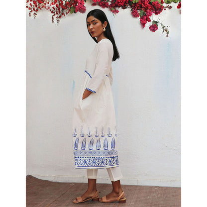 Chidiyaa Bogainvillea Mehuli Block Printed Cotton Kurta & Pant (Set of 2)