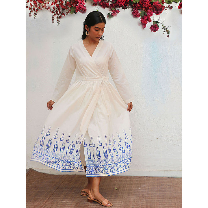 Chidiyaa Bogainvillea Aestas Block Printed Cotton Dress