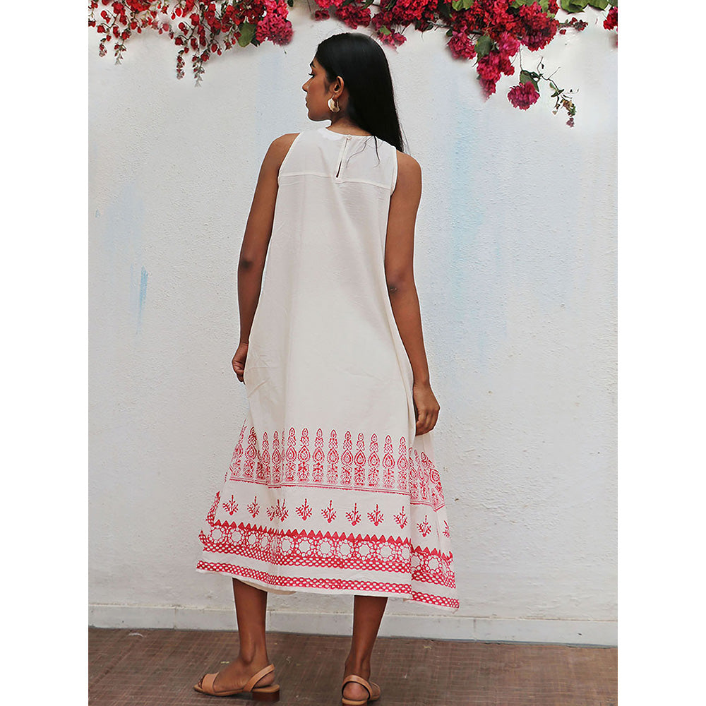 Chidiyaa Bogainvillea Faryat Block Printed Cotton Dress