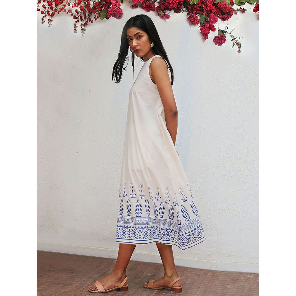 Chidiyaa Bogainvillea Nuresa Block Printed Cotton Dress