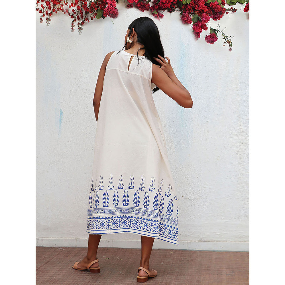 Chidiyaa Bogainvillea Nuresa Block Printed Cotton Dress