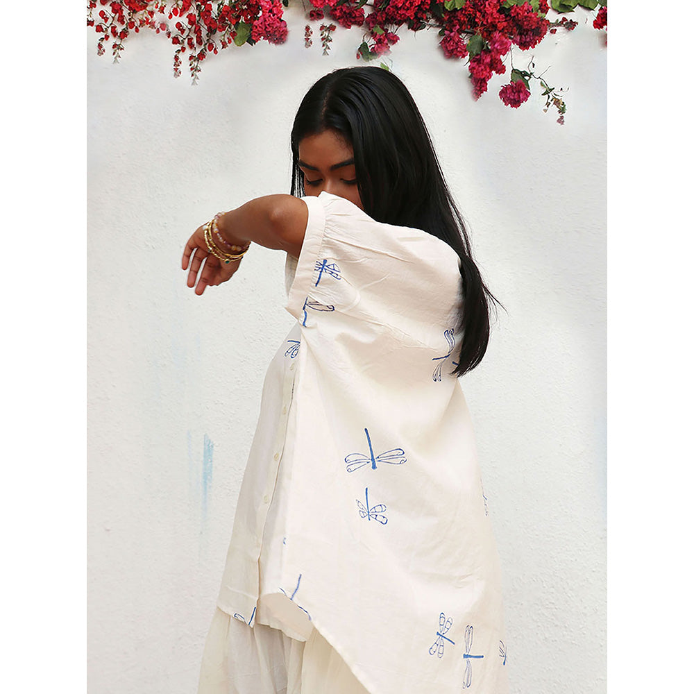 Chidiyaa Bogainvillea Litha Block Printed Cotton Shirt
