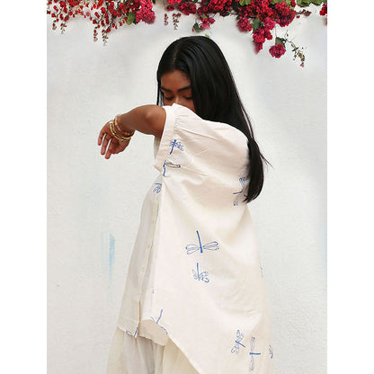 Chidiyaa Bogainvillea Litha Block Printed Cotton Shirt