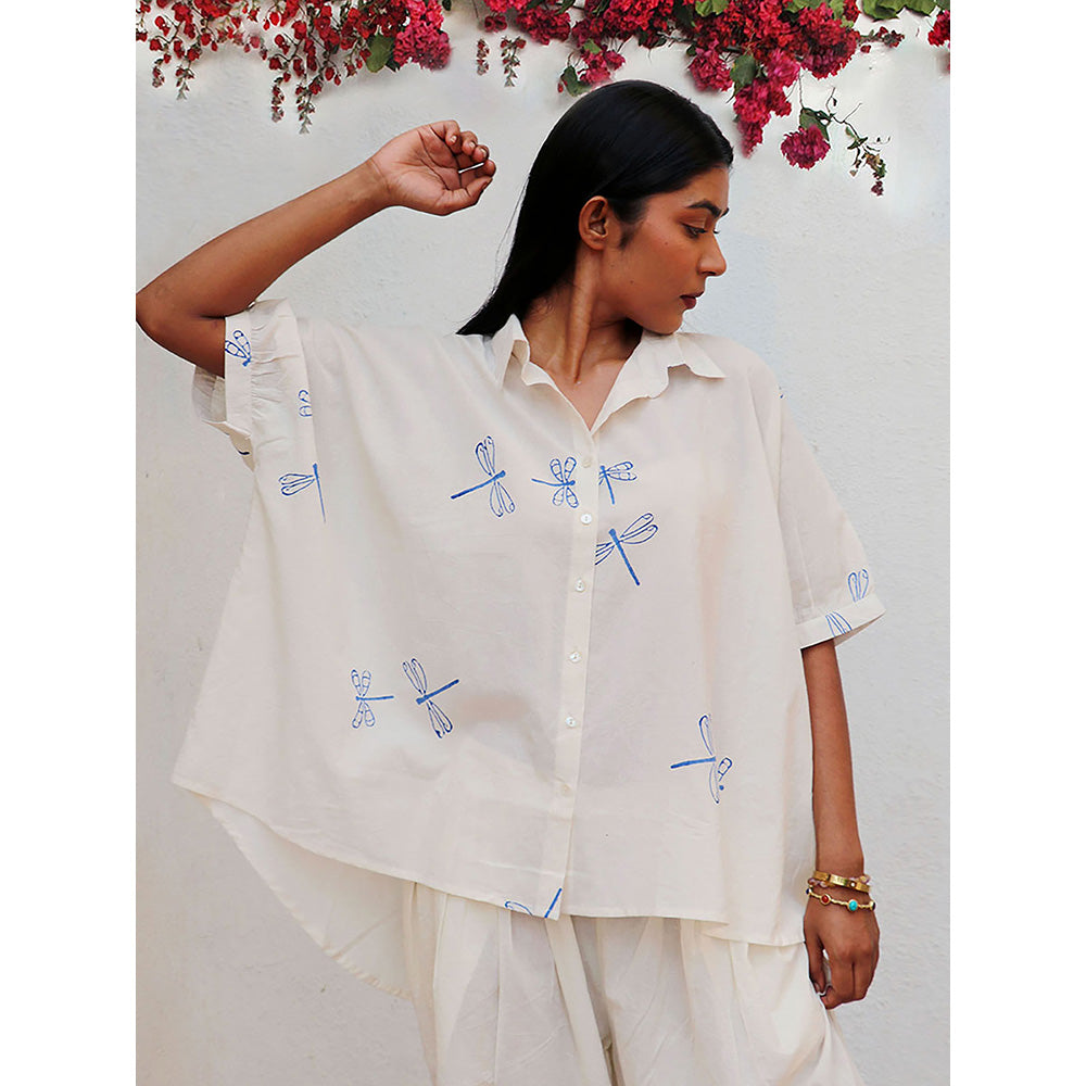 Chidiyaa Bogainvillea Litha Block Printed Cotton Shirt