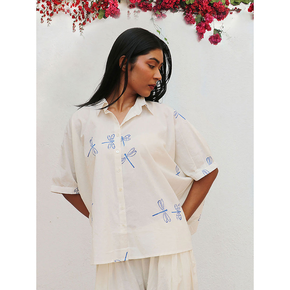 Chidiyaa Bogainvillea Litha Block Printed Cotton Shirt