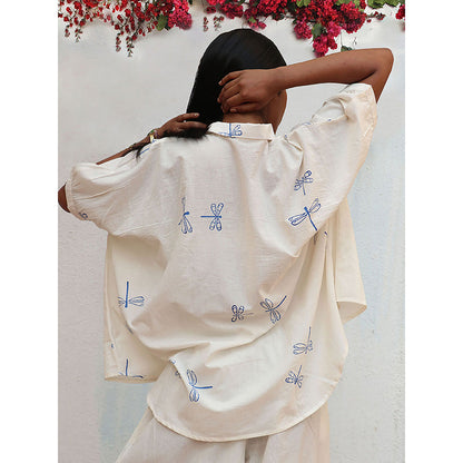 Chidiyaa Bogainvillea Litha Block Printed Cotton Shirt