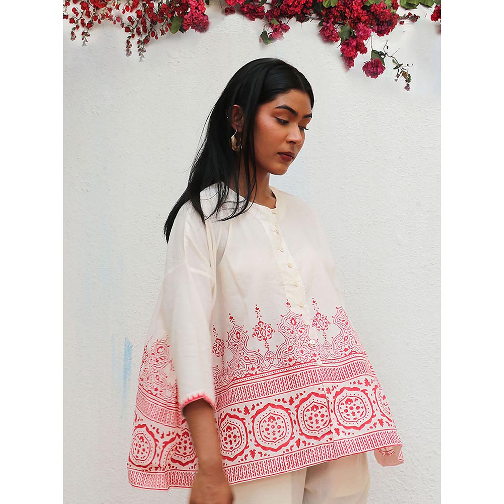 Chidiyaa Bogainvillea Arpina Block Printed Cotton Top