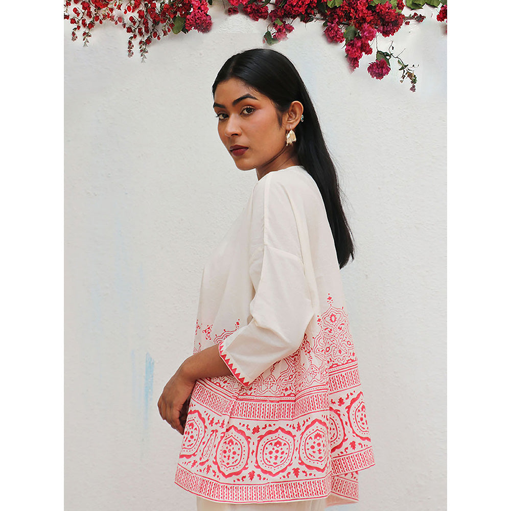 Chidiyaa Bogainvillea Arpina Block Printed Cotton Top