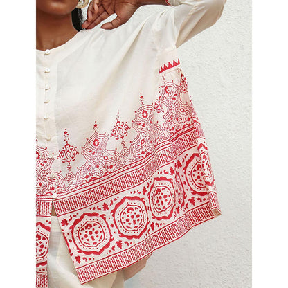 Chidiyaa Bogainvillea Arpina Block Printed Cotton Top