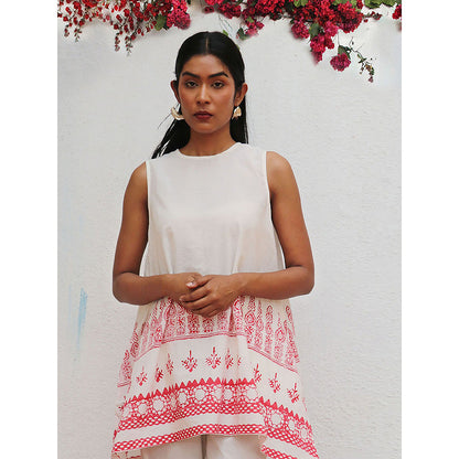 Chidiyaa Bogainvillea Juno Block Printed Cotton Tunic
