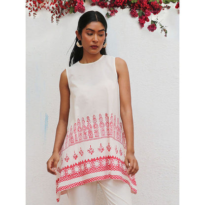 Chidiyaa Bogainvillea Juno Block Printed Cotton Tunic