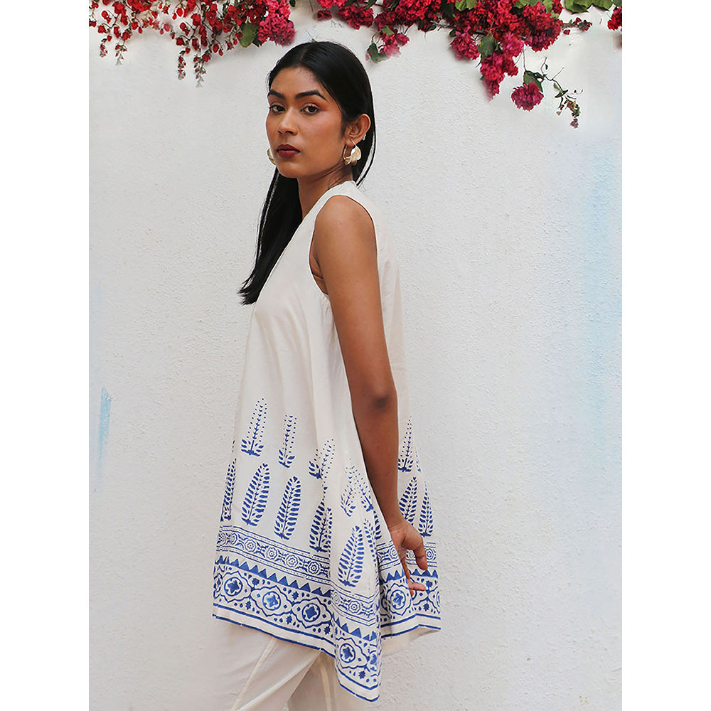 Chidiyaa Bogainvillea Helena Block Printed Cotton Tunic