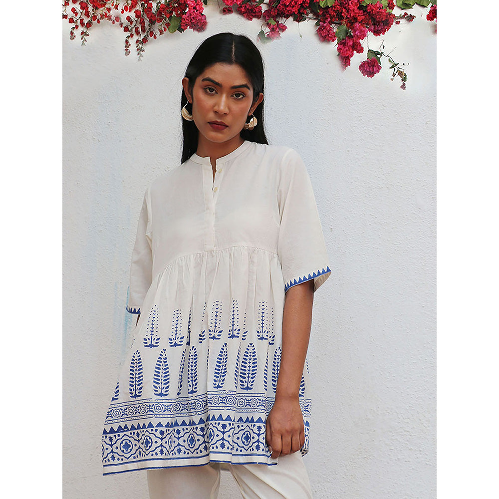 Chidiyaa Bogainvillea Alizeti Block Printed Cotton Tunic