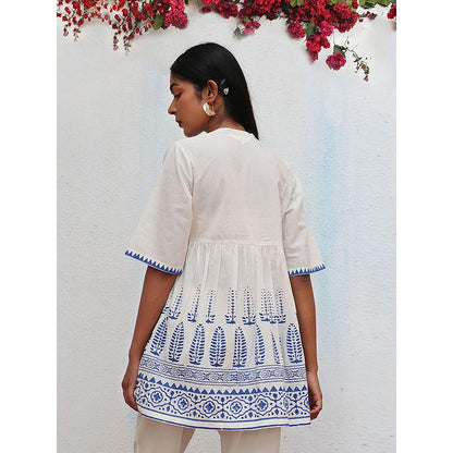 Chidiyaa Bogainvillea Alizeti Block Printed Cotton Tunic