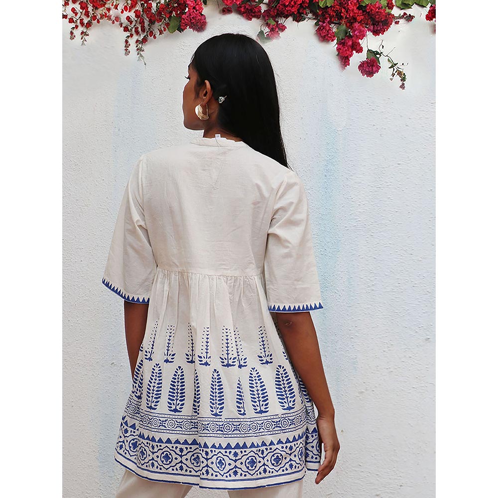 Chidiyaa Bogainvillea Alizeti Block Printed Cotton Tunic