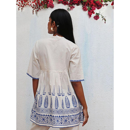 Chidiyaa Bogainvillea Alizeti Block Printed Cotton Tunic