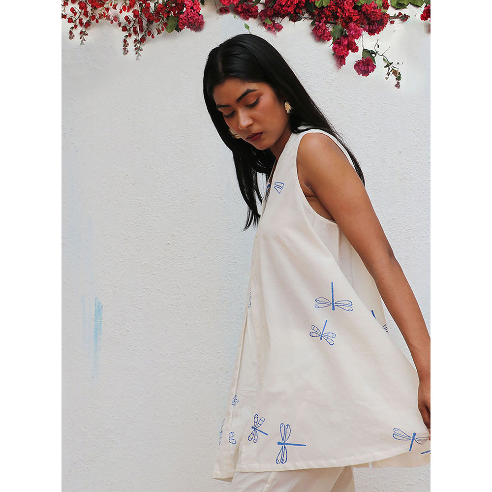 Chidiyaa Bogainvillea Soha Block Printed Cotton Tunic