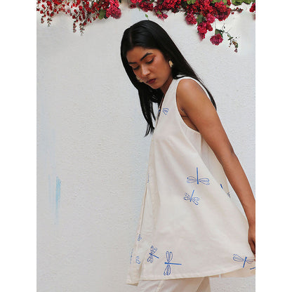 Chidiyaa Bogainvillea Soha Block Printed Cotton Tunic