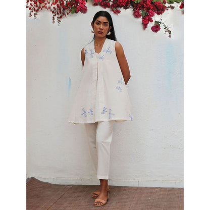 Chidiyaa Bogainvillea Soha Block Printed Cotton Tunic