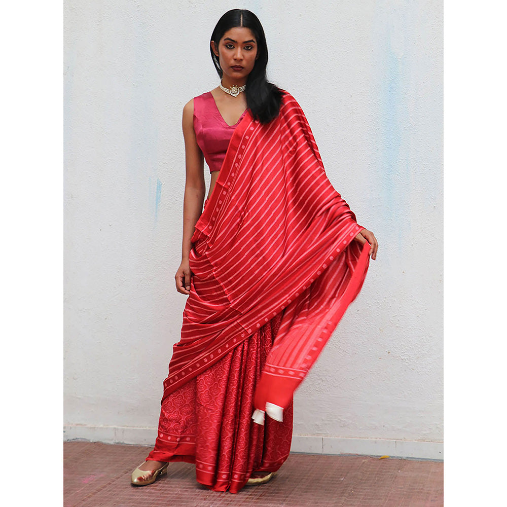 Chidiyaa Where the Wind Flows Ma cherie Striped Modal Silk Saree with Unstitched Blouse