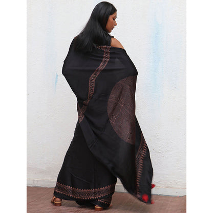 Chidiyaa Where the Wind Flows Piharavaa Printed Modal Silk Saree with Unstitched Blouse