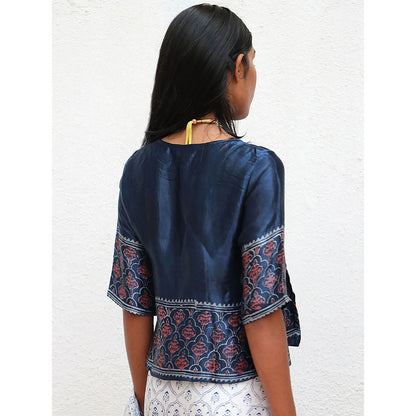 Chidiyaa Where the Wind Flows Mangata Printed Mashru Silk Blouse