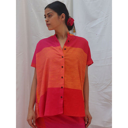 Chidiyaa Rainbow Cafe Kaleidoscope Handwoven Cotton Shirt