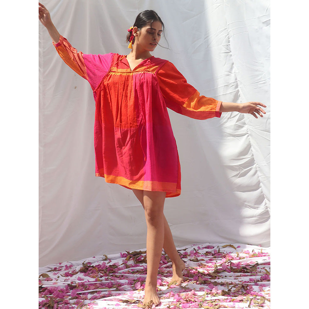 Chidiyaa Rainbow Cafe Iridian Handwoven Cotton Mini Dress