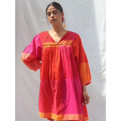 Chidiyaa Rainbow Cafe Iridian Handwoven Cotton Mini Dress