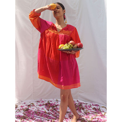 Chidiyaa Rainbow Cafe Iridian Handwoven Cotton Mini Dress