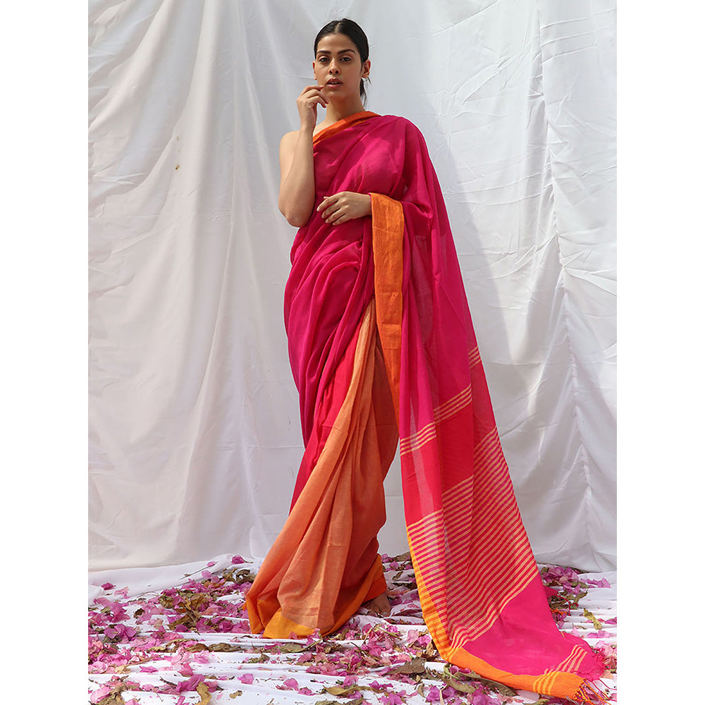 Chidiyaa Khwab Handwoven Cotton Saree with Unstitched Blouse