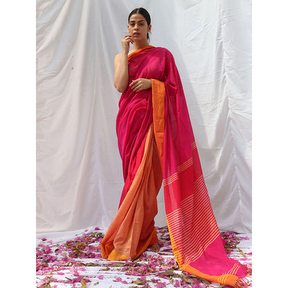 Chidiyaa Khwab Handwoven Cotton Saree with Unstitched Blouse
