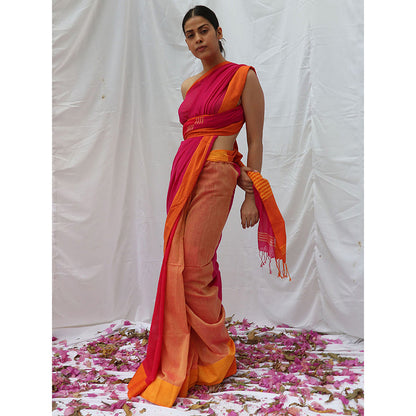 Chidiyaa Khwab Handwoven Cotton Saree with Unstitched Blouse