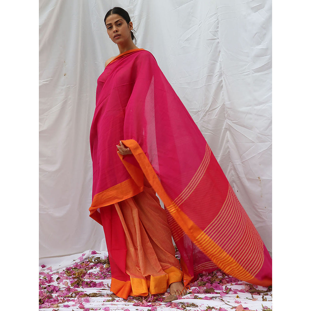 Chidiyaa Khwab Handwoven Cotton Saree with Unstitched Blouse