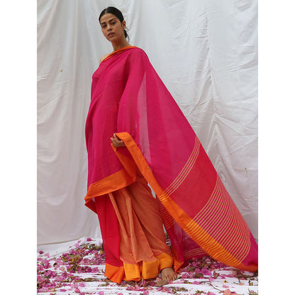 Chidiyaa Khwab Handwoven Cotton Saree with Unstitched Blouse