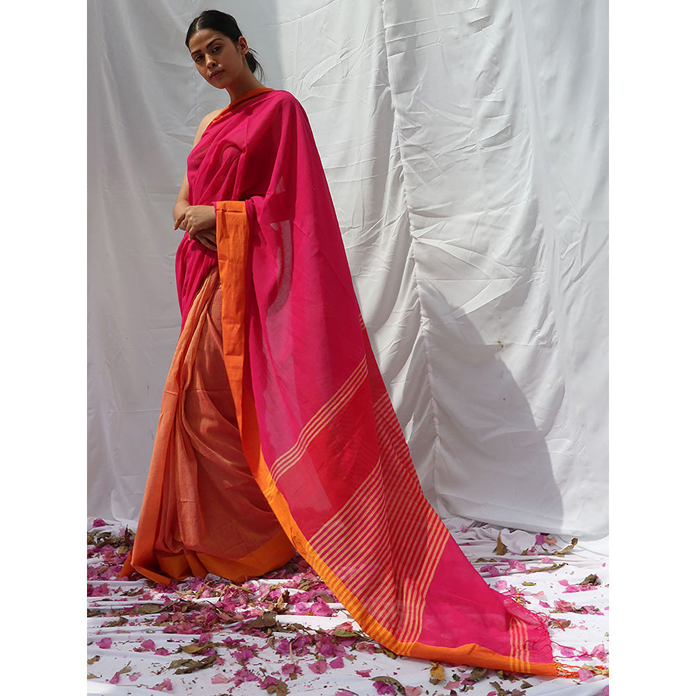 Chidiyaa Khwab Handwoven Cotton Saree with Unstitched Blouse
