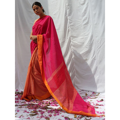 Chidiyaa Khwab Handwoven Cotton Saree with Unstitched Blouse