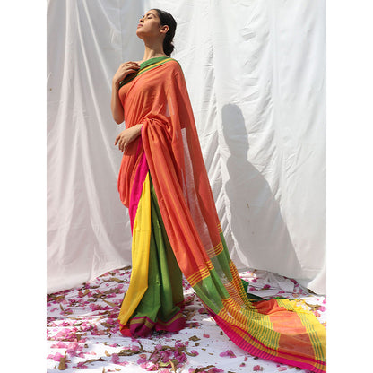 Chidiyaa Lorelei Handwoven Cotton Saree with Unstitched Blouse