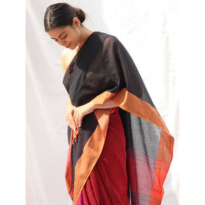 Chidiyaa Belladonna Handwoven Cotton Saree with Unstitched Blouse