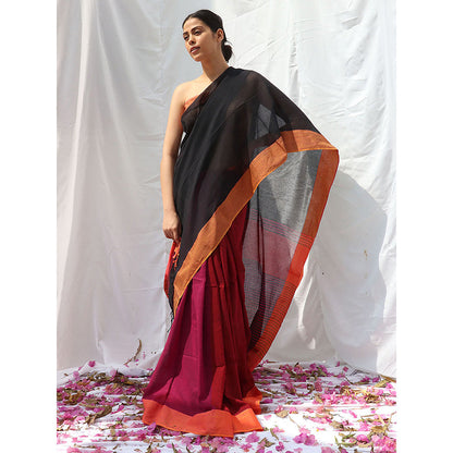 Chidiyaa Belladonna Handwoven Cotton Saree with Unstitched Blouse