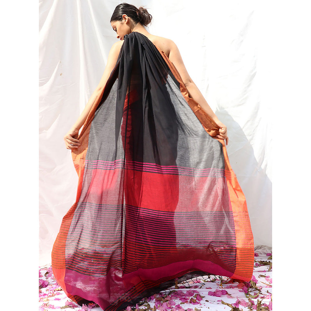 Chidiyaa Belladonna Handwoven Cotton Saree with Unstitched Blouse