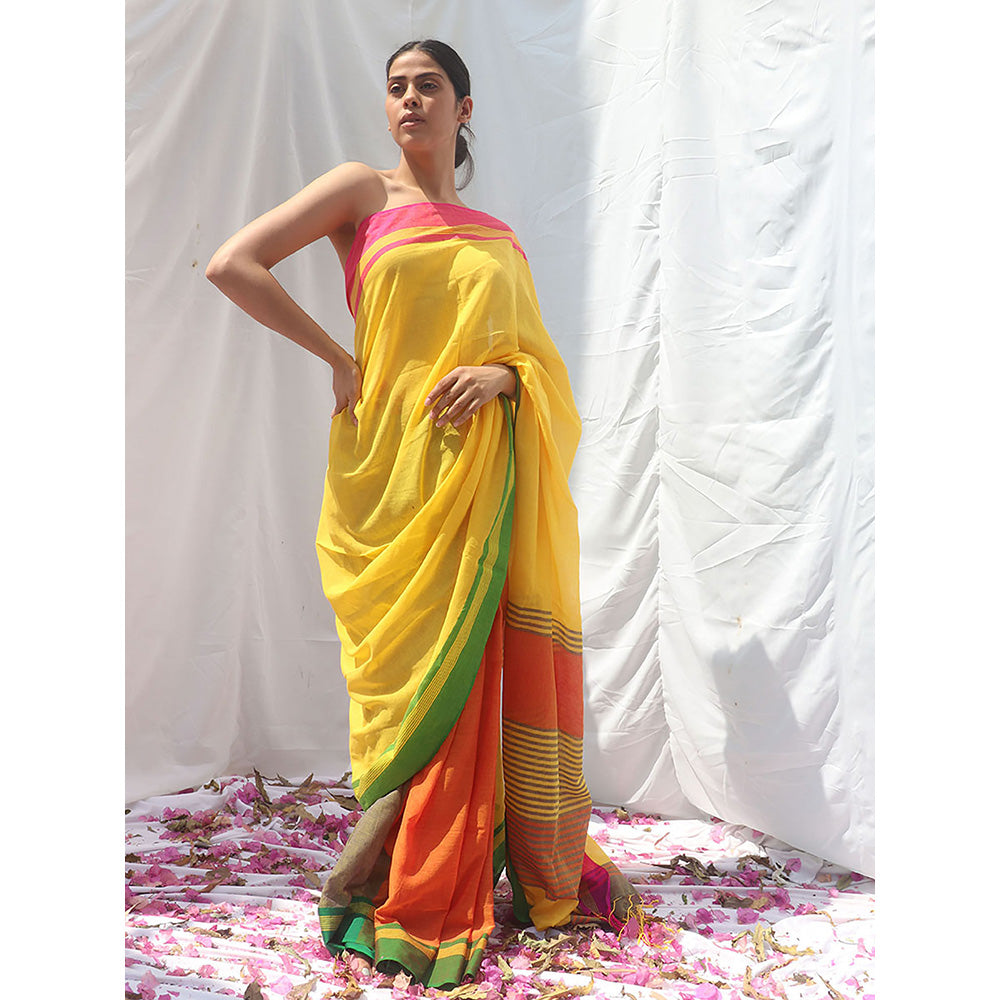 Chidiyaa Subarnalata Handwoven Cotton Saree with Unstitched Blouse