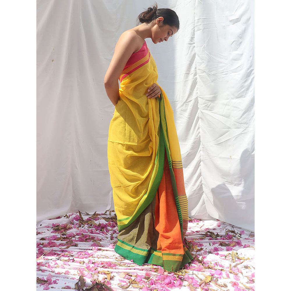 Chidiyaa Subarnalata Handwoven Cotton Saree with Unstitched Blouse
