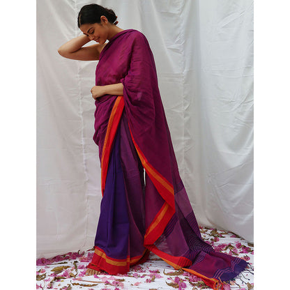 Chidiyaa Swan Handwoven Cotton Saree with Unstitched Blouse