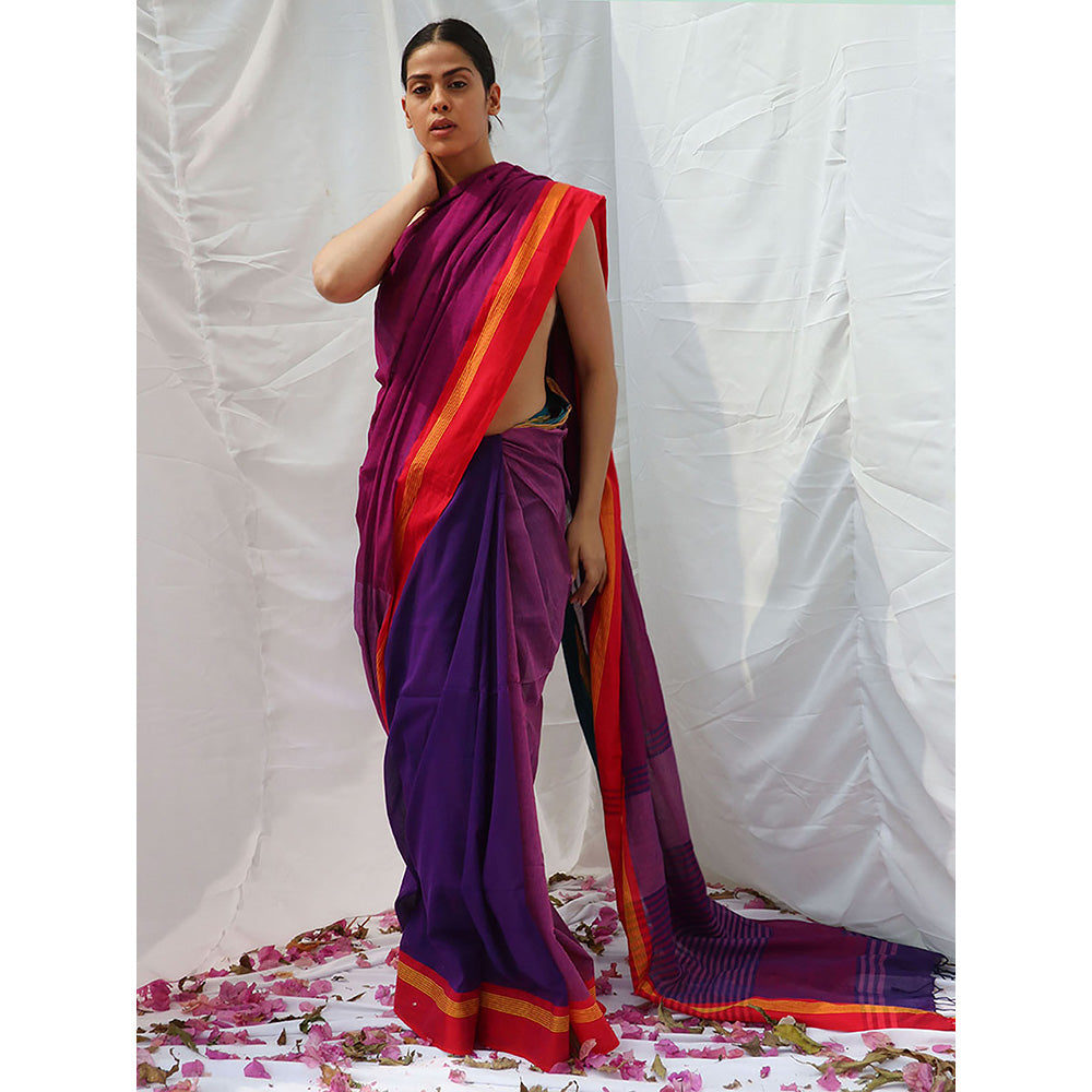 Chidiyaa Swan Handwoven Cotton Saree with Unstitched Blouse