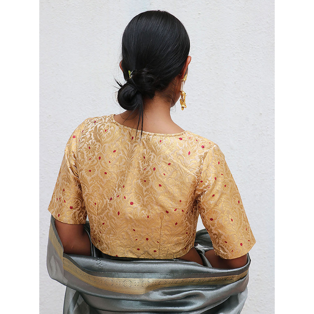 Chidiyaa Nargiz Mugdha Khimkab Gold Brocade Embroidered Stitched Blouse